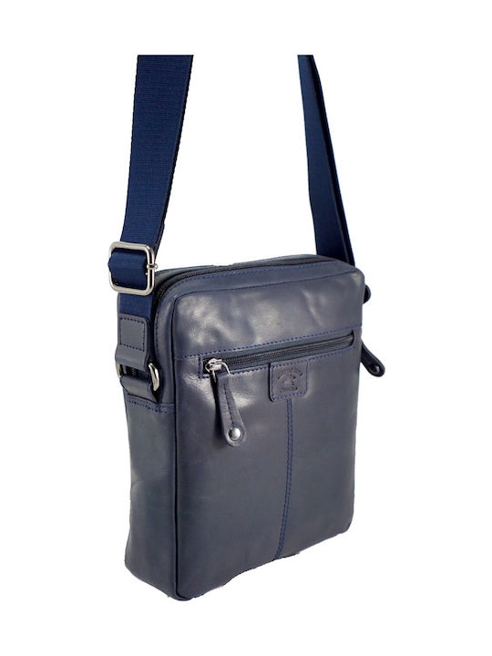 Leather Men's Bag Shoulder / Crossbody Navy Blue