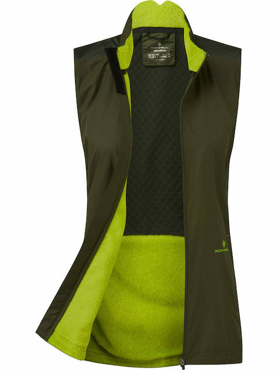 Jachetă Ronhill Tech Hyperchill Gilet pentru femei, kaki/caracatiță kaki