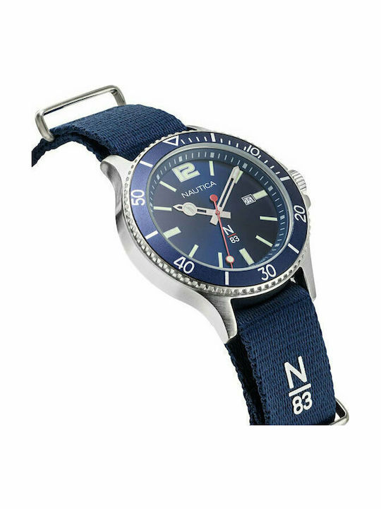 Nautica N83 Accra Beach Men's Watch 43mm Battery with Blue Fabric Strap