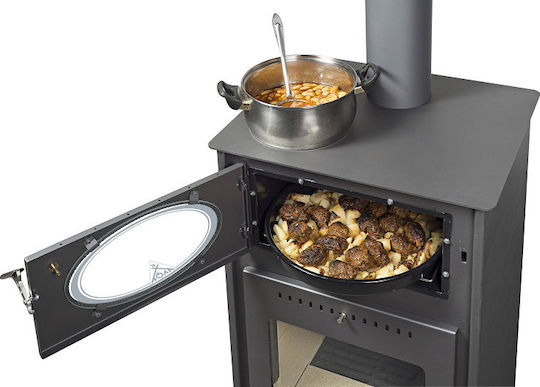 Alfatherm AL-02 Metallic Wood Stove with Oven 15kW Black