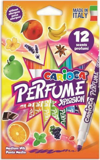 Carioca Perfume Μαρκαδόροι Ζωγραφικής Χονδροί, Πλενόμενοι, Αρωματικοί Σετ 12 χρώματα