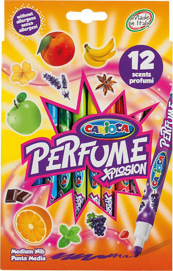 Carioca Perfume Μαρκαδόροι Ζωγραφικής Χονδροί, Πλενόμενοι, Αρωματικοί Σετ 12 χρώματα