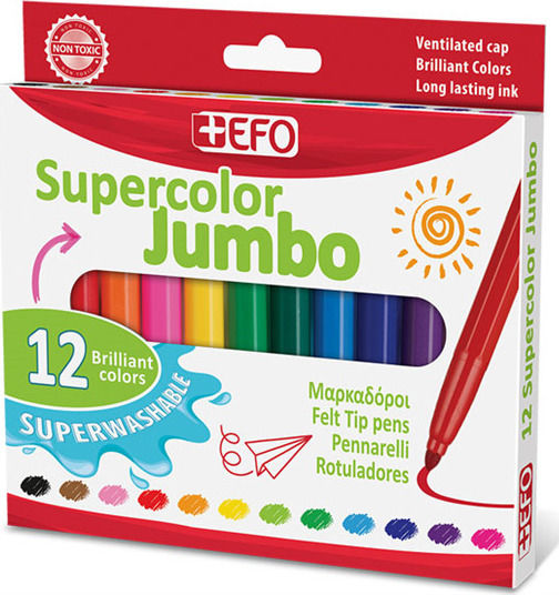 +Efo Supercolor Jumbo Waschbare Zeichenmarker 6mm Set 12Stück