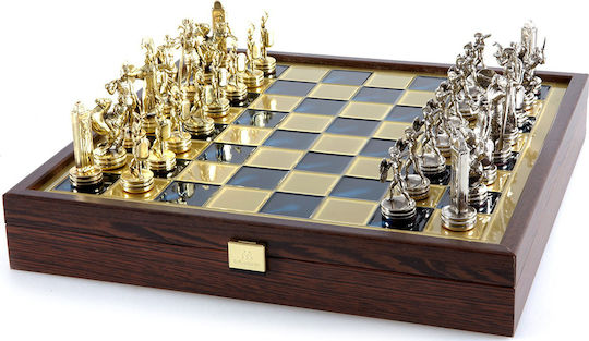 Manopoulos Greek Mythology Handmade Chess Metal with Pawns 34x34cm