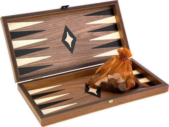 Manopoulos American Walnut Χειροποίητο Τάβλι Ξύλινο με Πούλια 38x38cm