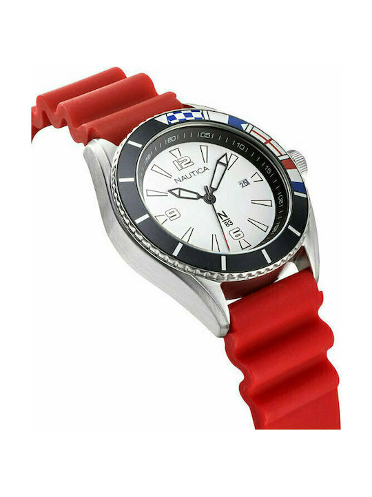 Nautica N83 Urban Surf Uhr Batterie mit Rot Kautschukarmband