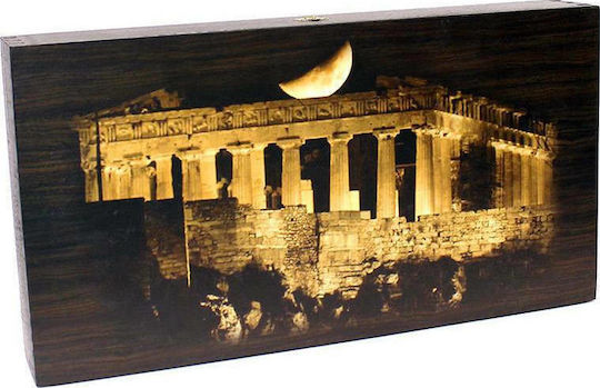 Gravură Parthenon Table Lemn cu Piese 48x48cm