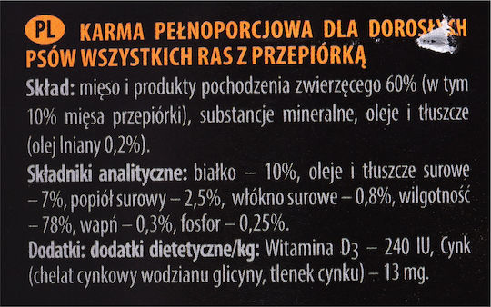 Dolina Noteci Piper Wet Food Dogs in Cans with Meat Grain-Free & Gluten-Free 800gr