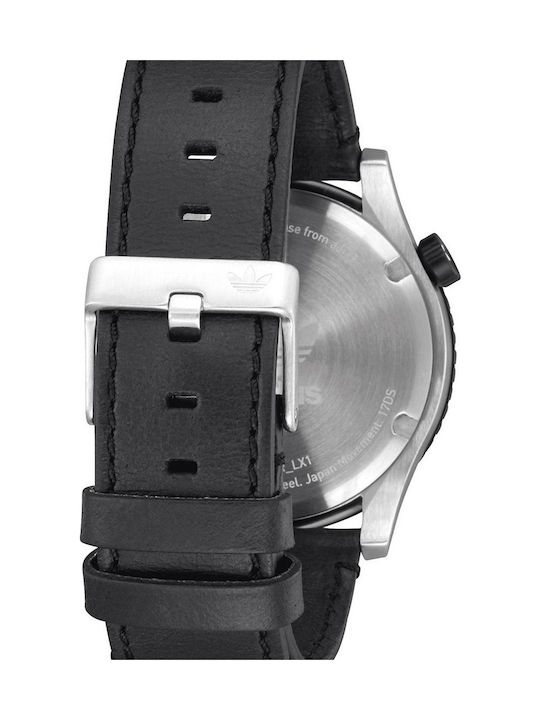 Adidas Cypher LX1 Ρολόι Μπαταρίας με Δερμάτινο Λουράκι σε Μαύρο χρώμα
