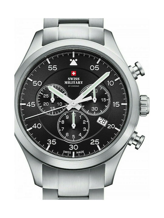 Swiss Military by Chrono Часовник Хронограф Батерия с сребърен Метална Гривна SM34076.01