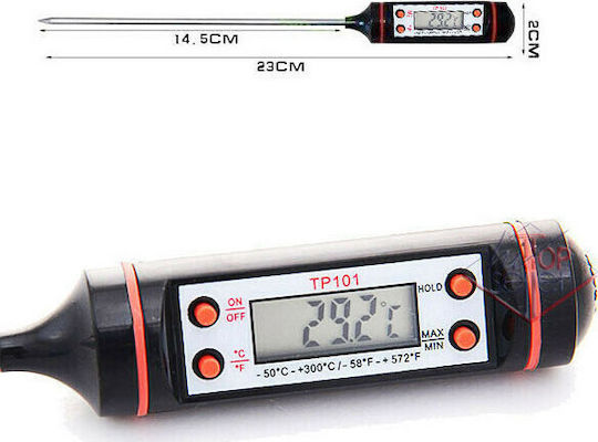 Digital Cooking Thermometer with Probe -50°C / +300°C Black