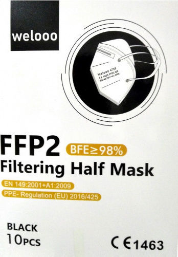 Welooo FFP2 NR Маска за защита FFP2 Черен 10бр