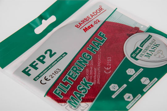 Max Barbeador Max-02 Filtering Half mask FFP2 Schutzmaske FFP2 Burgundisch 1Stück