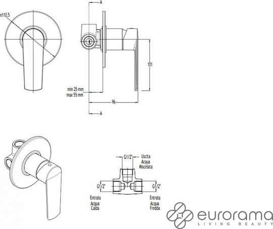 Eurorama Klint за Лавабо 1 Изход Chrome