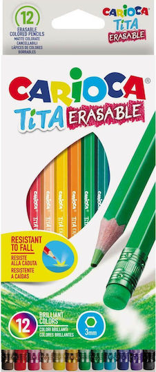 Carioca Tita Erasable Colored Pencil Set with Eraser Package of 1 packages