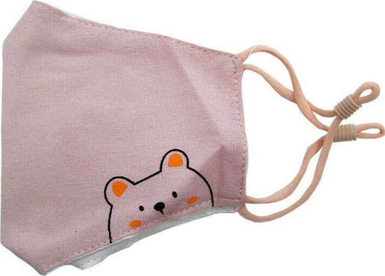 Natural Home Cotton Children's Mask with Adjustable Strap Protective Mask Fabric Kids Pink 1pcs