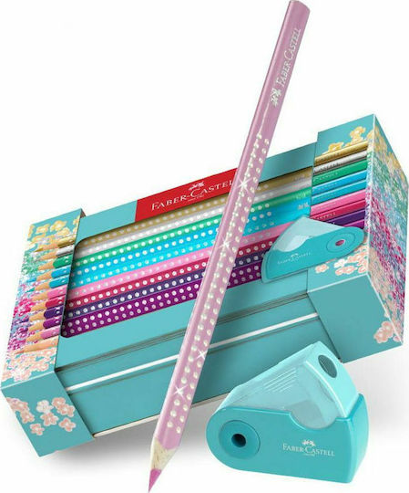 Faber-Castell Sparkle Colored Pencil Set Metallic with Sharpener Package of 1 packages