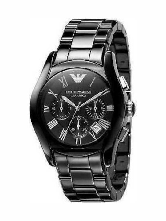 Emporio Armani Ceas Barbati Ceramic 42mm Cronograf Baterie cu Brățară Ceramică Neagră