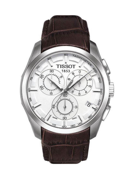 Tissot Couturier Ceas Bărbați 44mm Cronograf Cu Baterie Cu Curea Din Piele Maro
