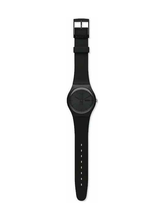 Swatch Ανδρικό Ρολόι 37mm Μπαταρίας με Μαύρο Καουτσούκ Λουράκι