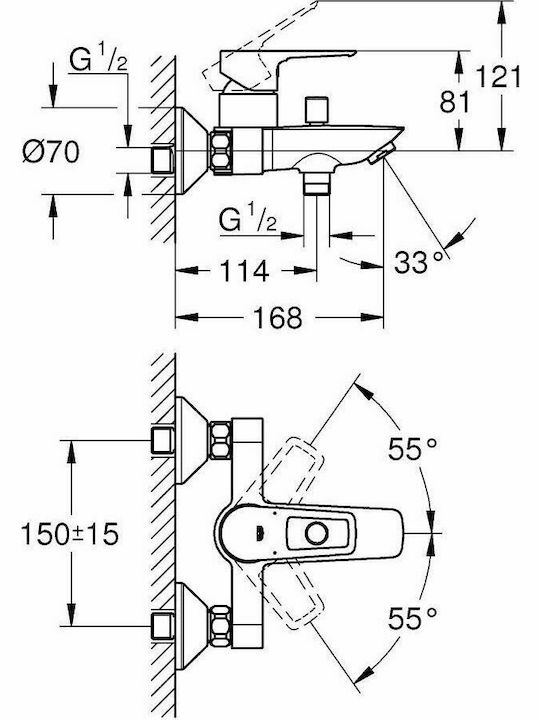 Grohe Bauloop Mixing Bathtub Shower Faucet Silver