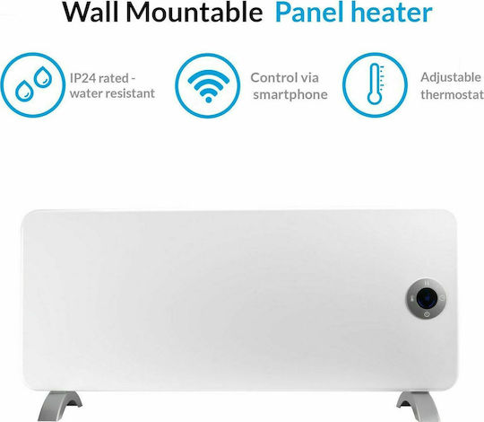 Thermoval T 19 Konvektorheizung Wand 2000W mit elektronischem Thermostat und WiFi 92x38cm Weiß