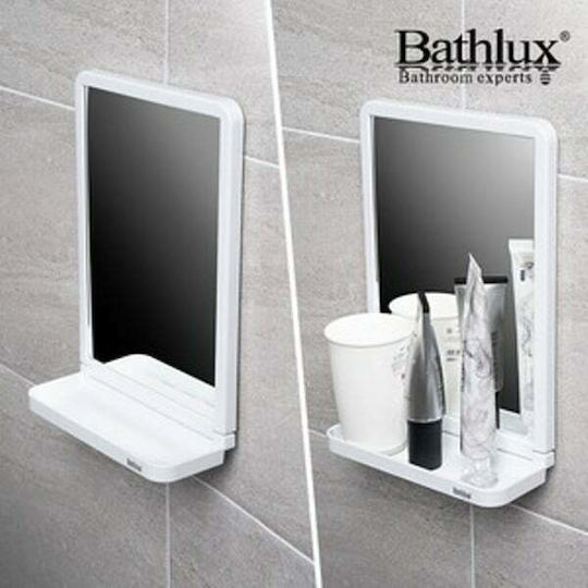 Bathlux Ορθογώνιος Καθρέπτης Μπάνιου από Πλαστικό με Ράφι 20x30cm Λευκός