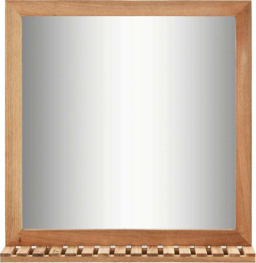 vidaXL Rectangular Bathroom Mirror made of Solid Wood with Shelf 60x62cm Brown