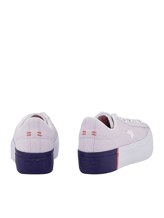One Star Tri-Block Flatforms Sneakers Barely Grape / Rush Coral / White