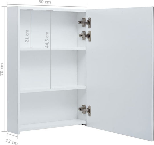 vidaXL Oglindă de Baie Dreptunghiulară Lumini LED din MDF cu Dulap 50x70cm Alb