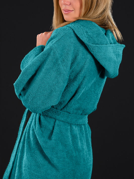 Guy Laroche Daily Bathrobe with Hood Petrol