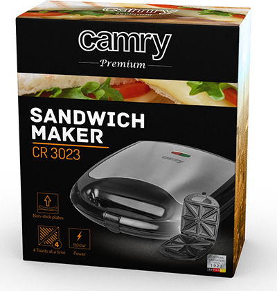 Camry CR 3023 Sandwichmaker für for 2 Sandwiches Sandwiches 1500W Inox