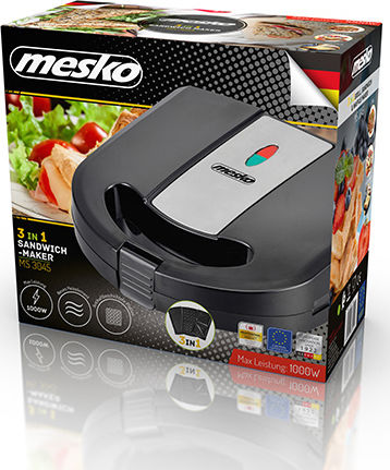 Mesko MS-3045 Τοστιέρα με Αποσπώμενες Πλάκες για 2 Τοστ 1000W Μαύρη