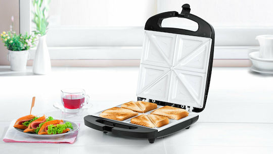 Teesa Sandwich Maker cu Plăci Ceramice pentru for 4 Sandwiches Sandvișuri 1500W Neagră