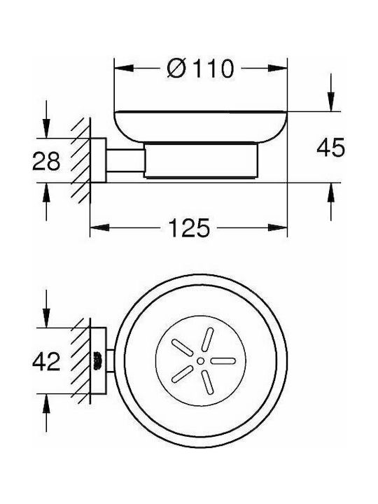 Grohe Cube Σαπουνοθήκη Επιτοίχια Inox Ασημί