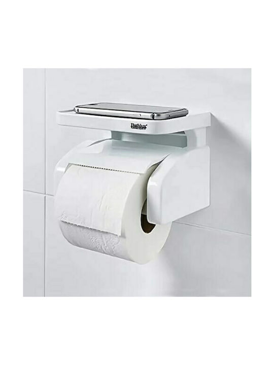 Bathlux Plastic Paper Holder Wall Mounted with Suction Cup White