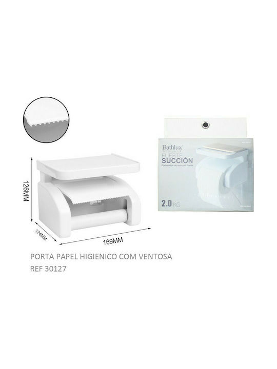 Bathlux Plastic Paper Holder Wall Mounted with Suction Cup White