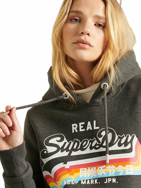 Vintage Logo Women's Sweatshirt Hooded Black