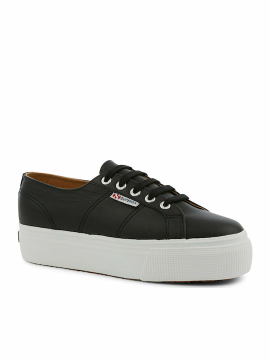 Superga 2790 Nappa Lea Женски Плоски форми Маратонки Черно