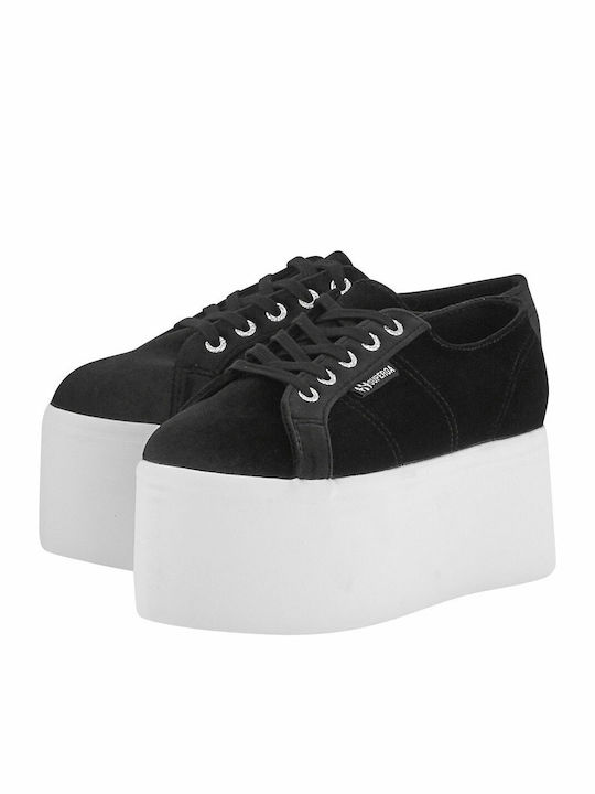 2802 Velvet Chenillew Дамски Флатформи Маратонки Черен