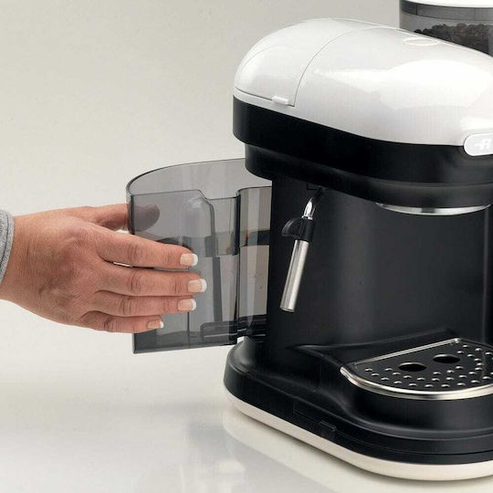 Ariete 1318/01 Automatic Espresso Coffee Machine 1080W Pressure 15bar with Grinding Burrs White