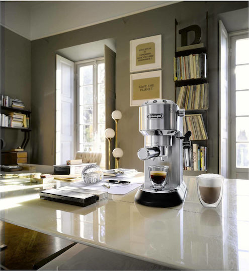 De'Longhi Dedica Pump Μηχανή Espresso 1300W Πίεσης 15bar Ασημί