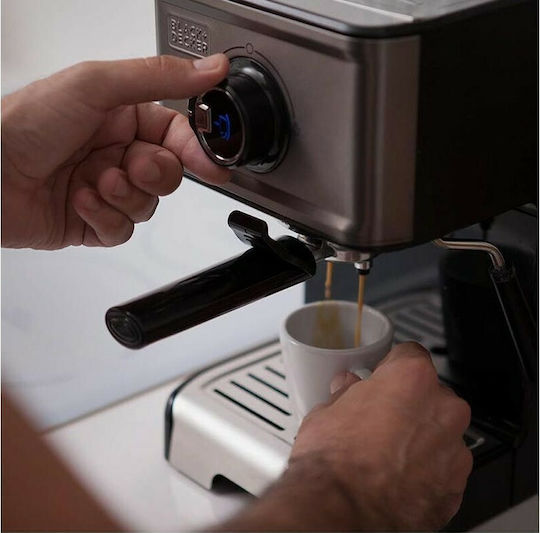 Black & Decker BXCO1200E Μηχανή Espresso 1200W Πίεσης 15bar Γκρι ES9200010B