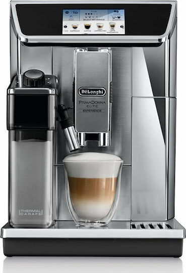 De'Longhi Primadonna Elite Automatic Espresso Coffee Machine 1450W Pressure 19bar for Cappuccino with Grinder Silver ECAM650.85.MS