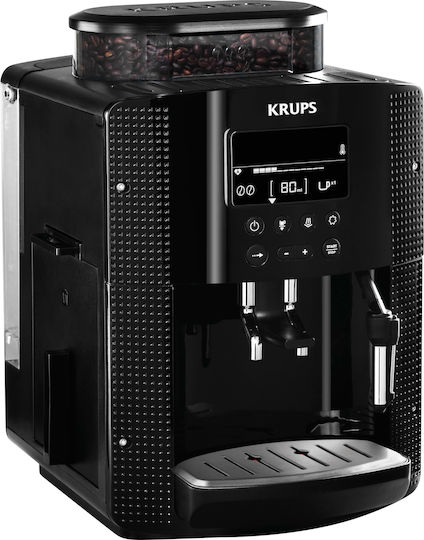 Krups Automatic Espresso Machine 1450W Pressure 15bar for Cappuccino with Grinder Black EA8150