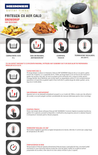 Heinner Heißluftfritteuse 5Es Weiß HAF-B2000WH