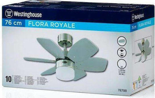Westinghouse Flora Royal Ανεμιστήρας Οροφής 76cm με Φως Ασημί