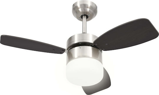 vidaXL Deckenventilator 76cm mit Leuchte Braun / Silber