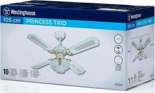 Westinghouse Princess Trio Ανεμιστήρας Οροφής 105cm με Φως Λευκός