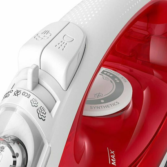 Philips Steam Iron 2000W with Non-stick Plate and Continuous Steam Supply 25g/min Red/White